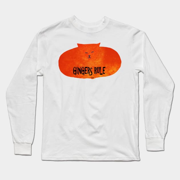 Gingers Rule Funny Cat Lover Red Head Long Sleeve T-Shirt by TammyWinandArt